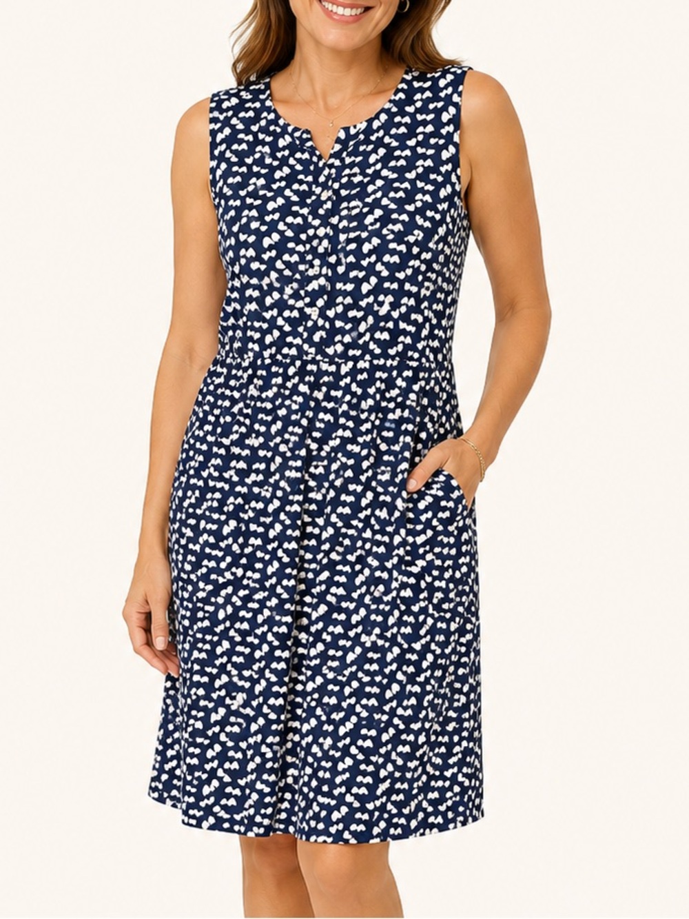 J.Crew Heart Print Dress Size 14 Navy Sleeveless Lined Romantic Preppy
